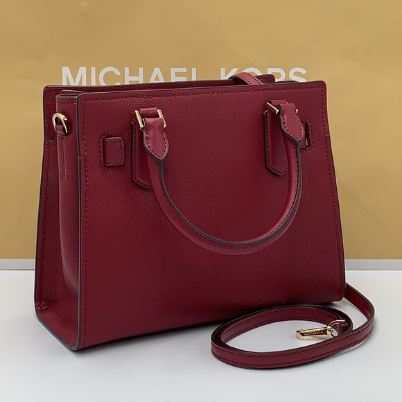 Michael Kors Hamilton Small Satchel Shoulder Crossbody Bag DARK CHERRY COLOR - Picture 3 of 16